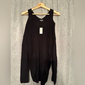 Black sweater with open shoulders. Medium. Express